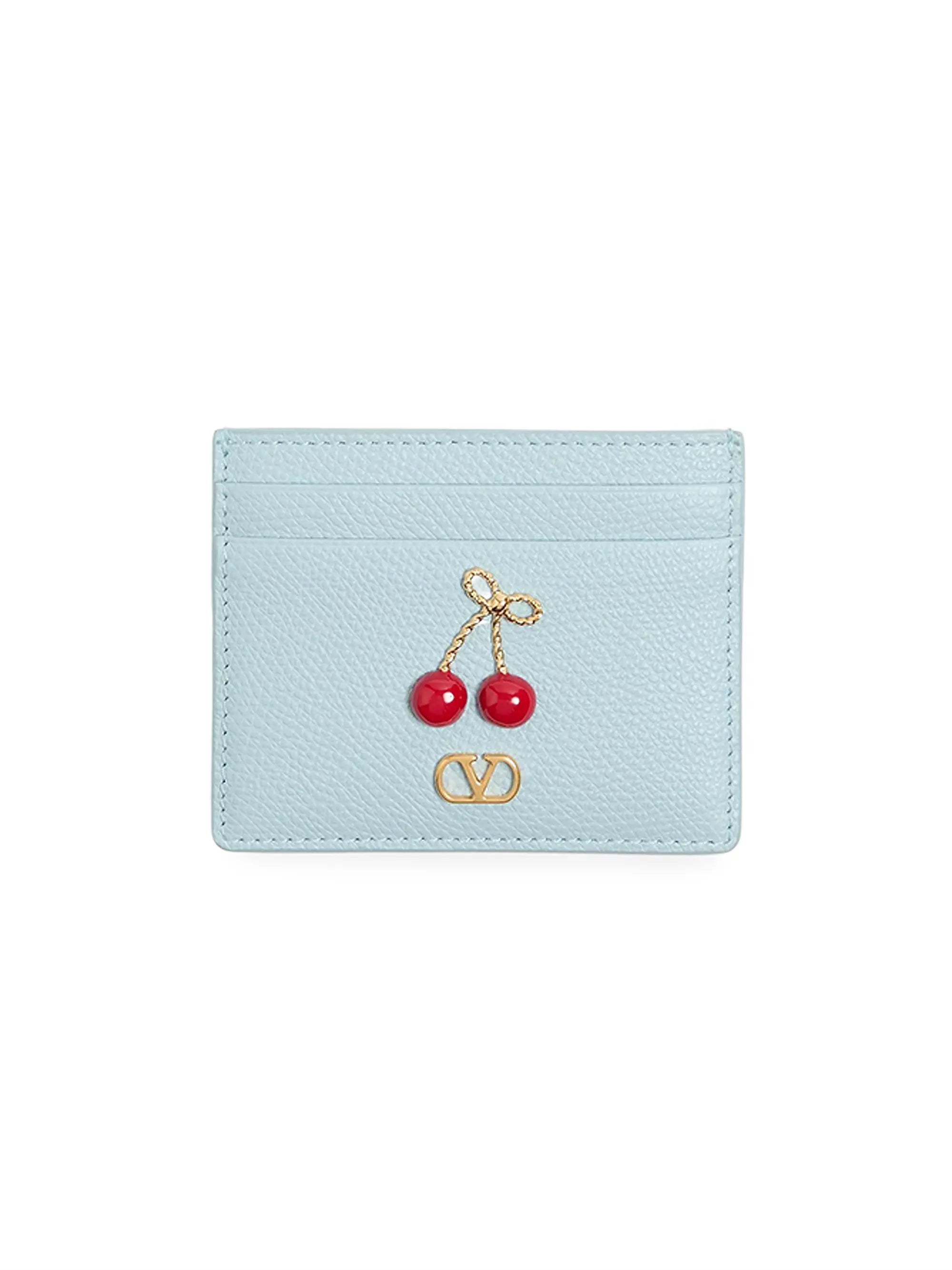 Valentino Garavani Cherryfic Card Holder in Grainy Calfskin