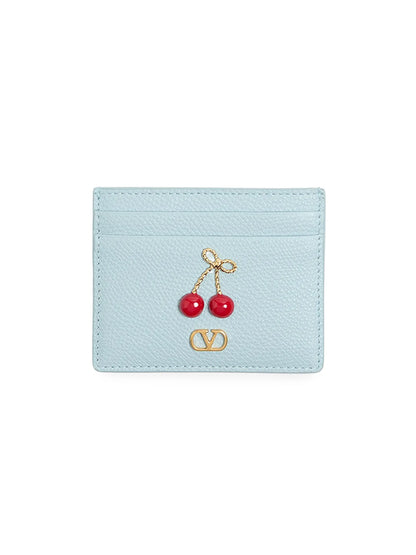 Valentino Garavani Cherryfic Card Holder in Grainy Calfskin