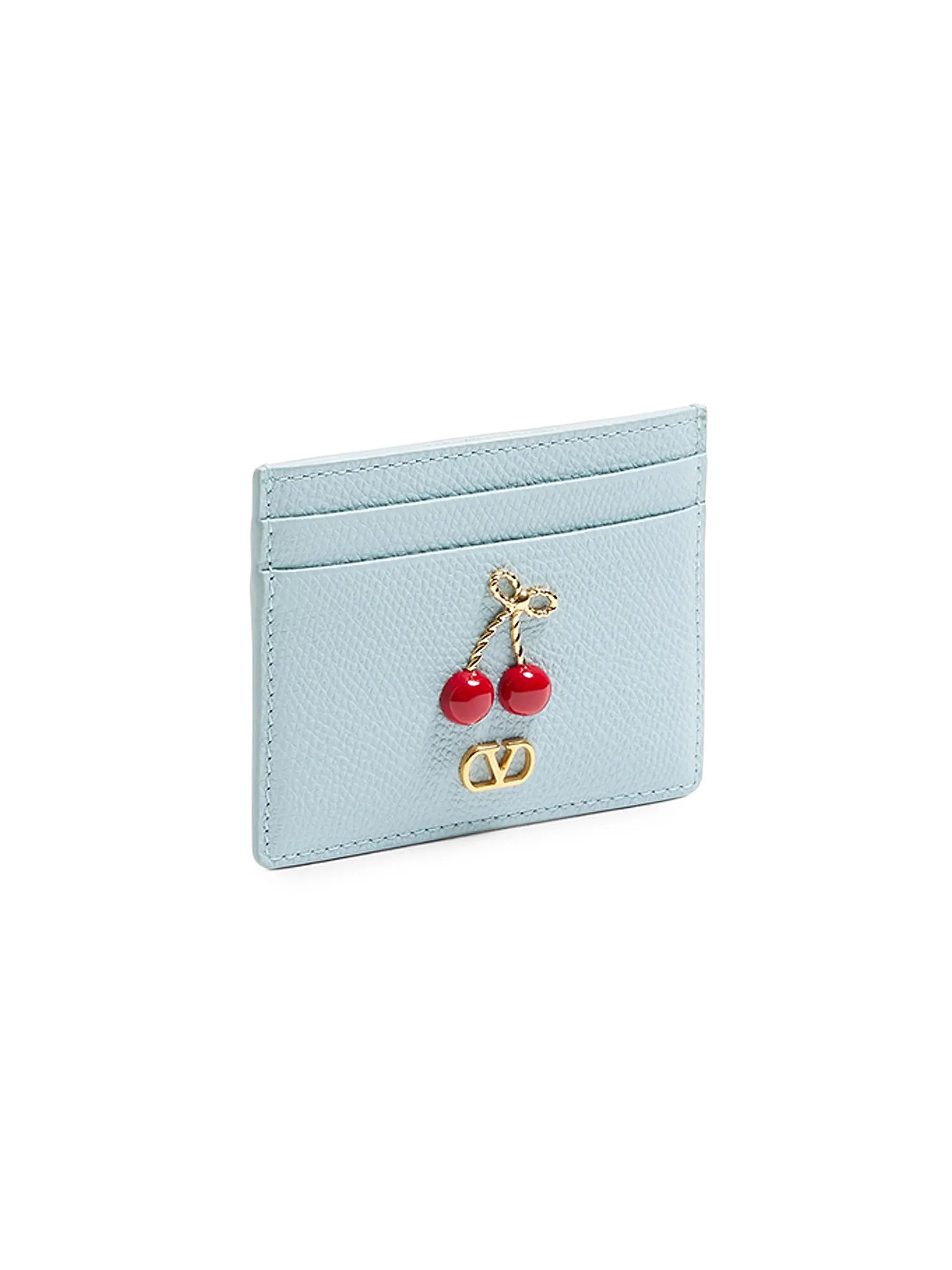 Valentino Garavani Cherryfic Card Holder in Grainy Calfskin