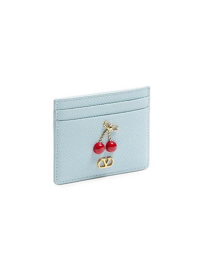 Valentino Garavani Cherryfic Card Holder in Grainy Calfskin