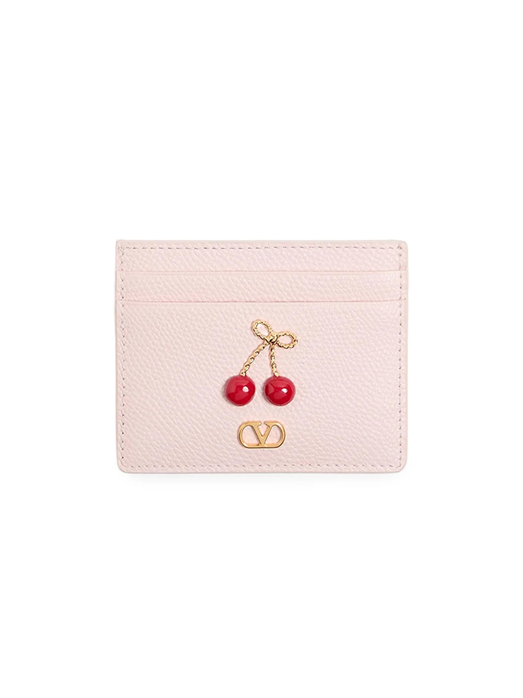 Valentino Garavani Cherryfic Card Holder in Grainy Calfskin