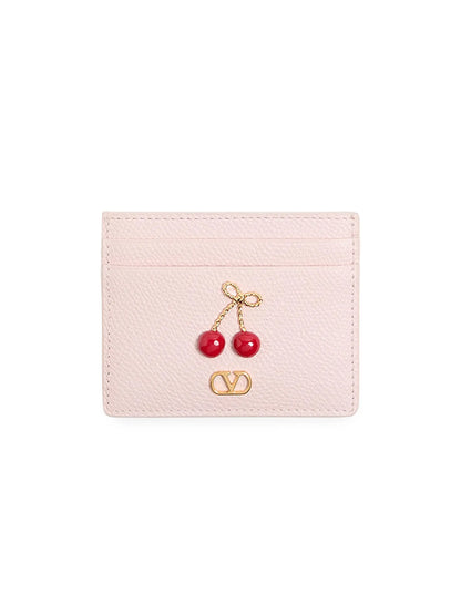 Valentino Garavani Cherryfic Card Holder in Grainy Calfskin