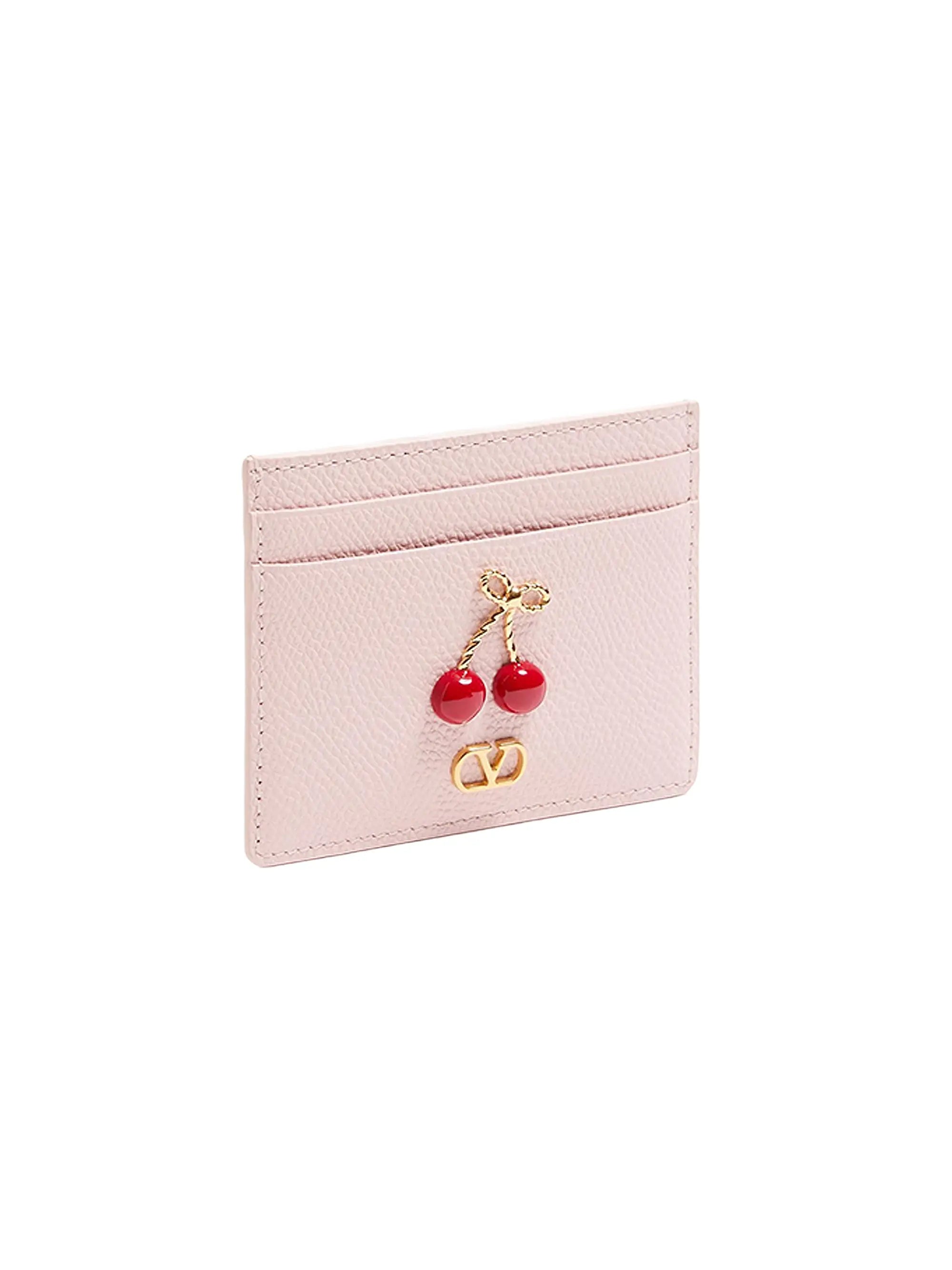 Valentino Garavani Cherryfic Card Holder in Grainy Calfskin