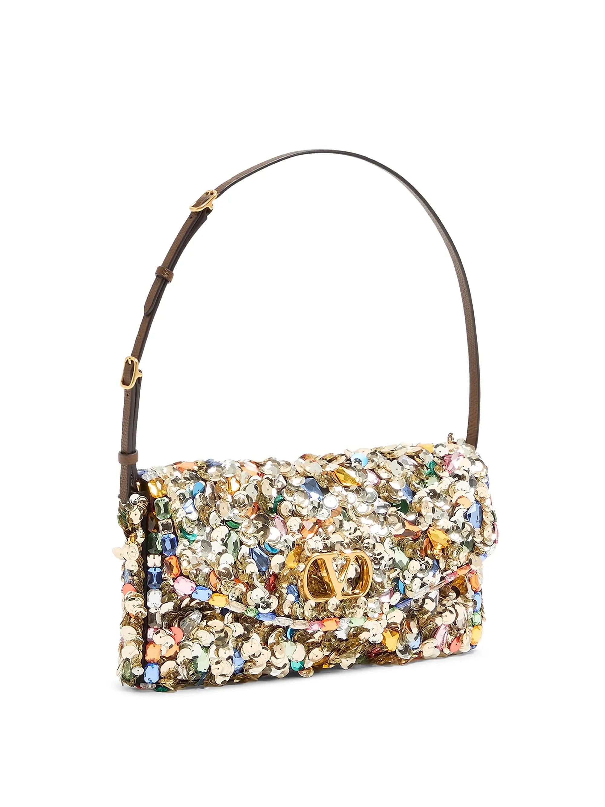 Valentino Garavani Devain Embroidered Small Shoulder Bag