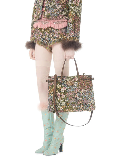 Valentino Garavani Antibes Medium Shopping Bag in Jacquard Fabric