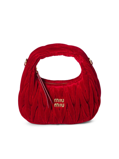 Miu Miu Wander Matelassé Velvet Mini Top Handle Bag