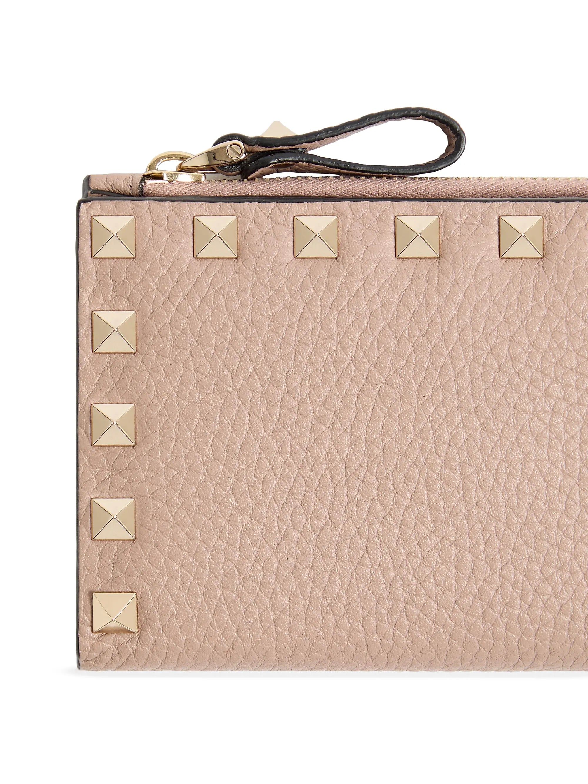 Valentino Garavani Rockstud Grainy Calfskin Cardholder with Zipper