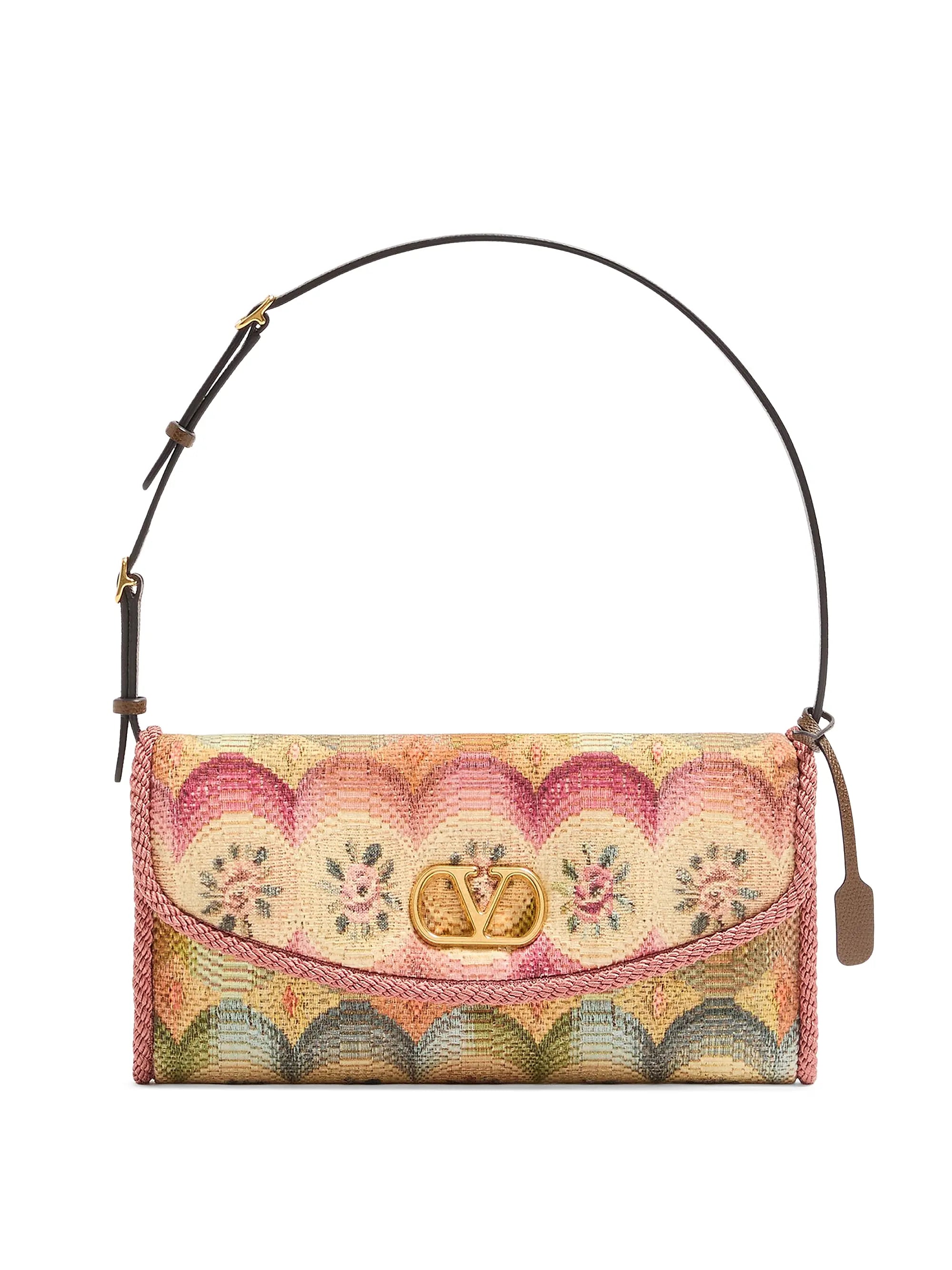 Valentino Garavani DeVain Small Shoulder Bag in Jacquard Apres L'hiver Fabric