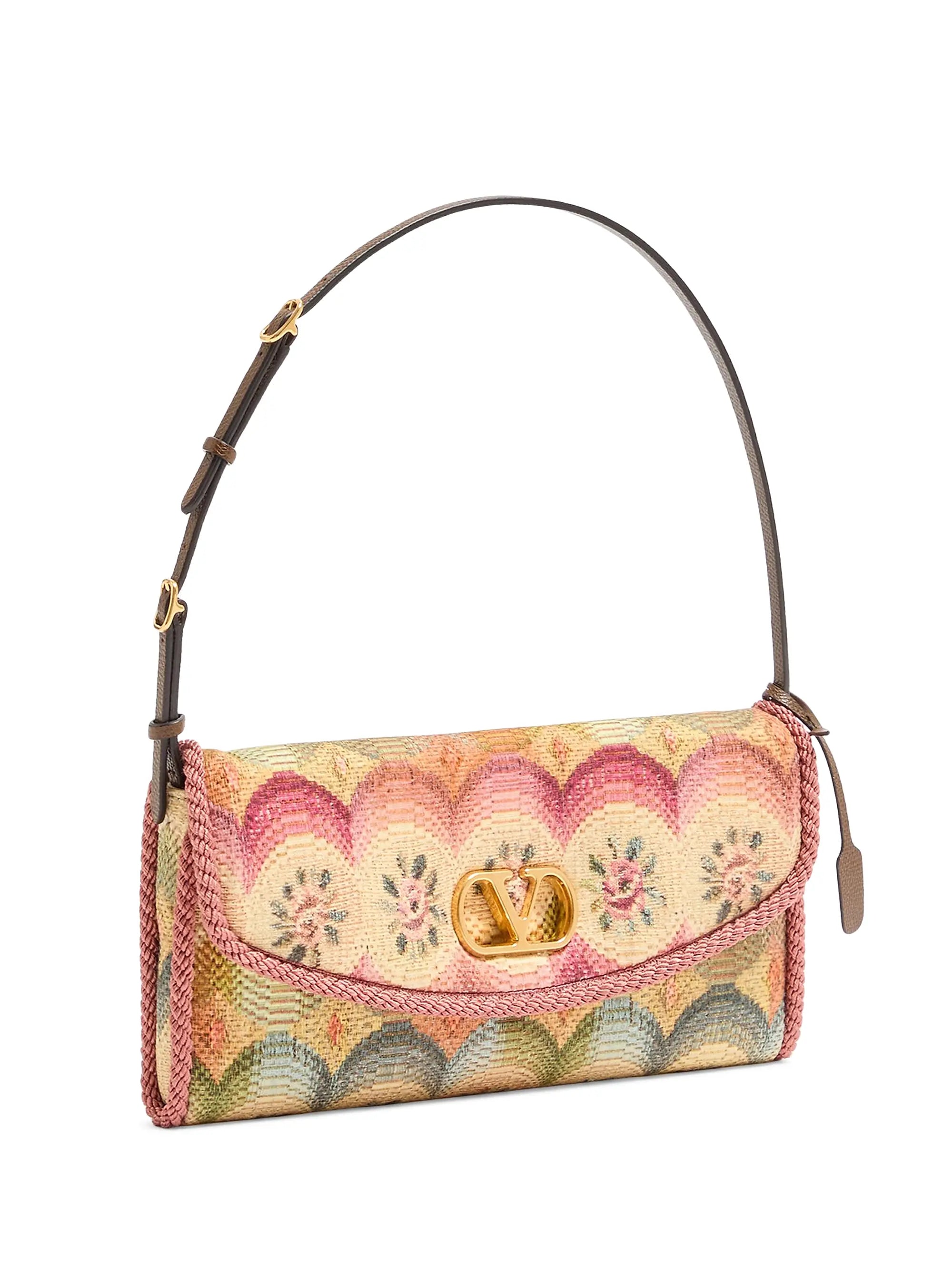 Valentino Garavani DeVain Small Shoulder Bag in Jacquard Apres L'hiver Fabric