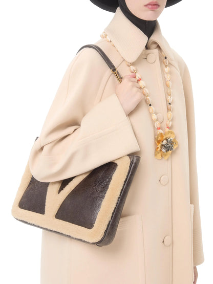Valentino Garavani Viva Superstar Medium Shopping Bag in Shearling
