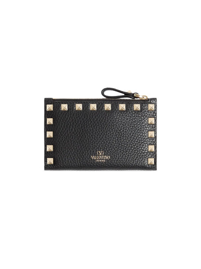 Valentino Garavani Rockstud Grainy Calfskin Cardholder with Zipper