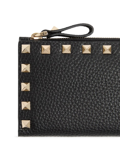 Valentino Garavani Rockstud Grainy Calfskin Cardholder with Zipper