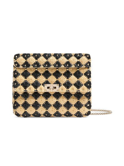 Valentino Garavani Medium Rockstud Spike Crossbody Bag Embroidered in Raffia