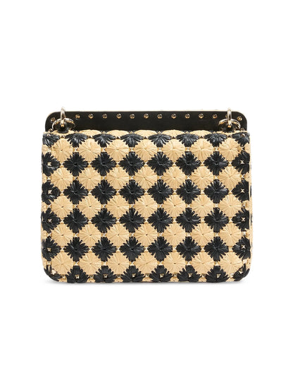 Valentino Garavani Medium Rockstud Spike Crossbody Bag Embroidered in Raffia