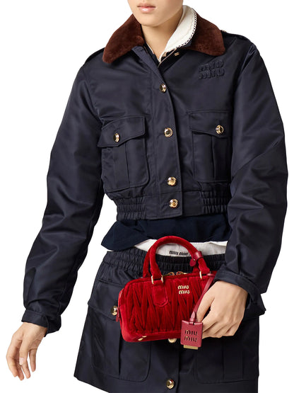 Miu Miu Arcadie Matelassé Velvet Top Handle Bag