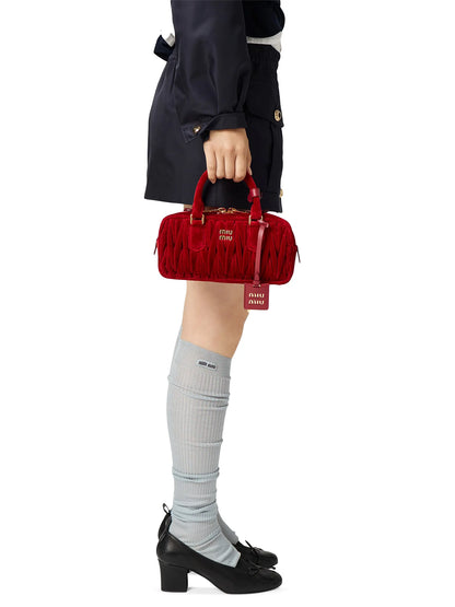 Miu Miu Arcadie Matelassé Velvet Top Handle Bag