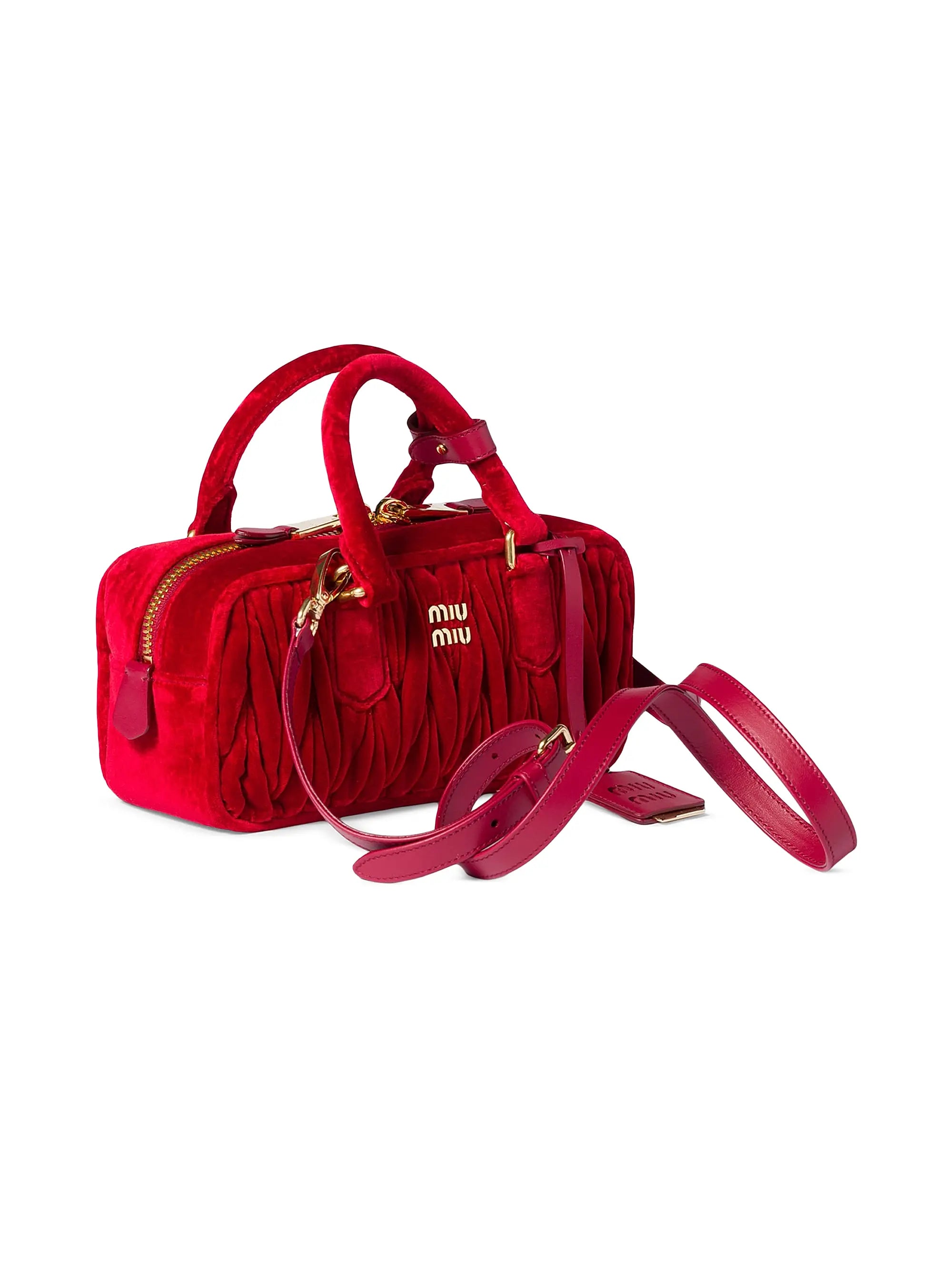 Miu Miu Arcadie Matelassé Velvet Top Handle Bag