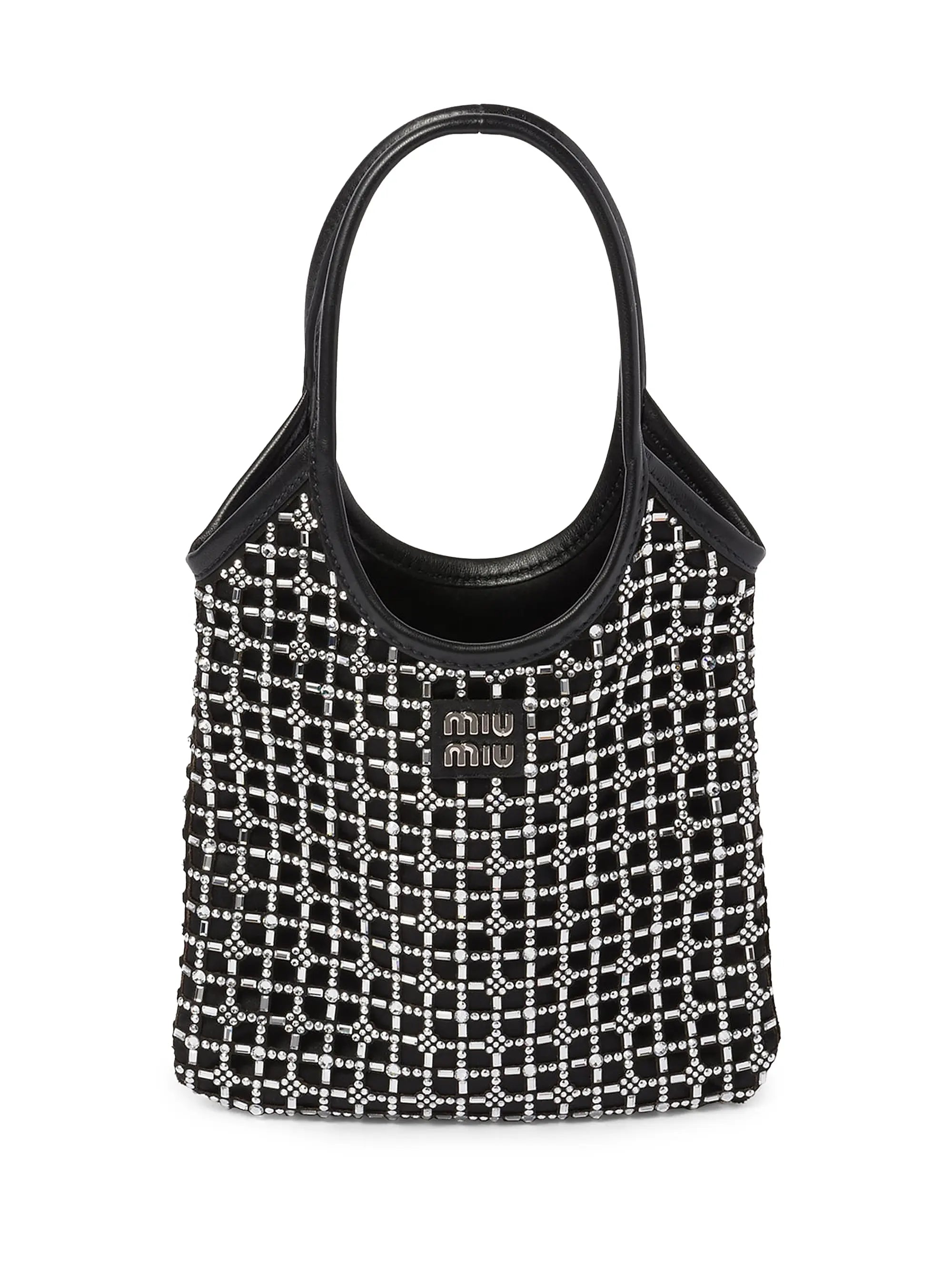 Miu Miu Ivy Satin Top-Handle Bag with Synthetic Crystals