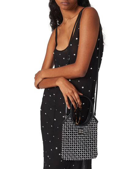 Miu Miu Ivy Satin Top-Handle Bag with Synthetic Crystals