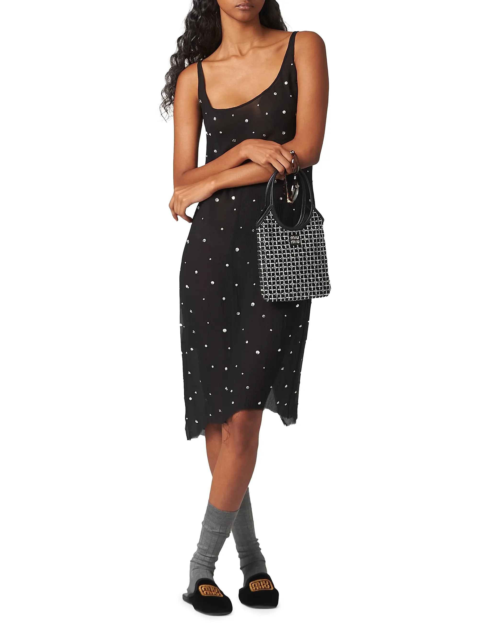 Miu Miu Ivy Satin Top-Handle Bag with Synthetic Crystals