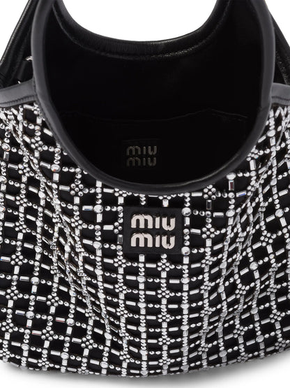 Miu Miu Ivy Satin Top-Handle Bag with Synthetic Crystals