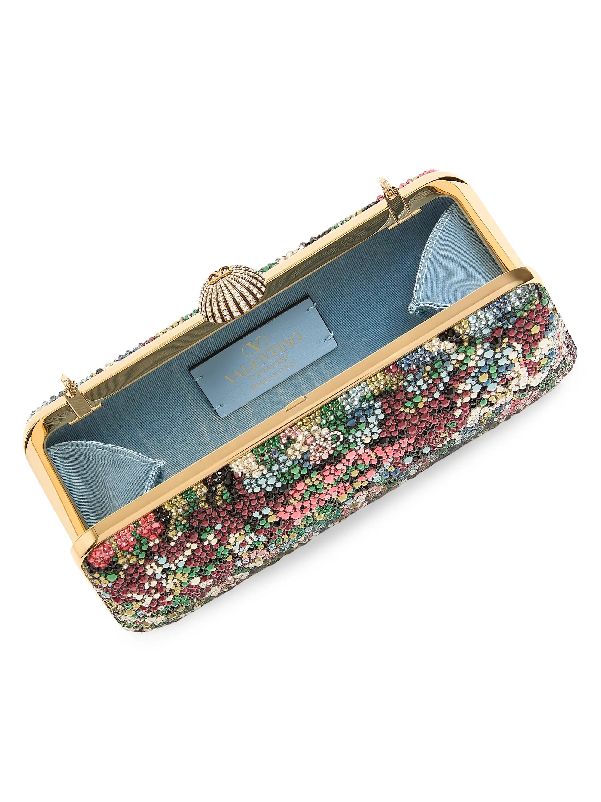 Valentino Garavani Carry Secrets Minaudiere Clutch with Apres L'hiver Rhinestone Motif