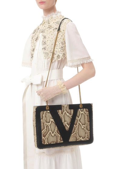 Valentino Garavani Viva Superstar Medium Python Shopping Bag