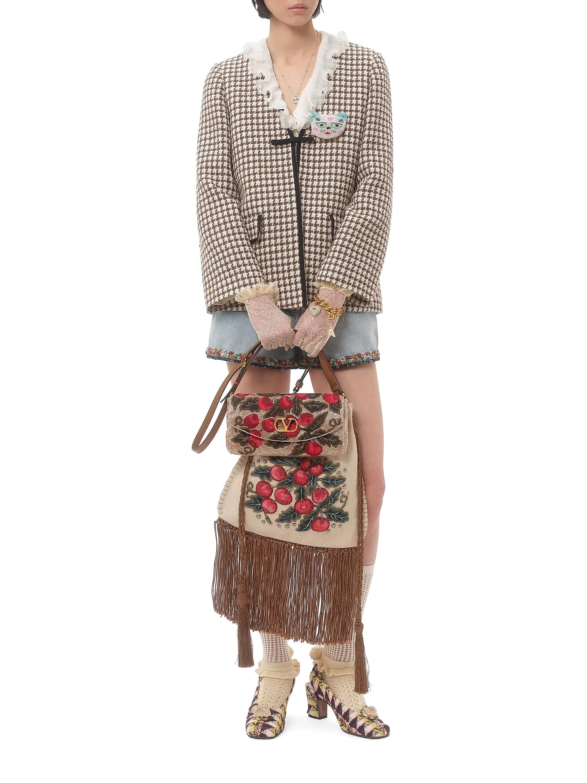Valentino Garavani Devain Embroidered Small Top Handle Bag