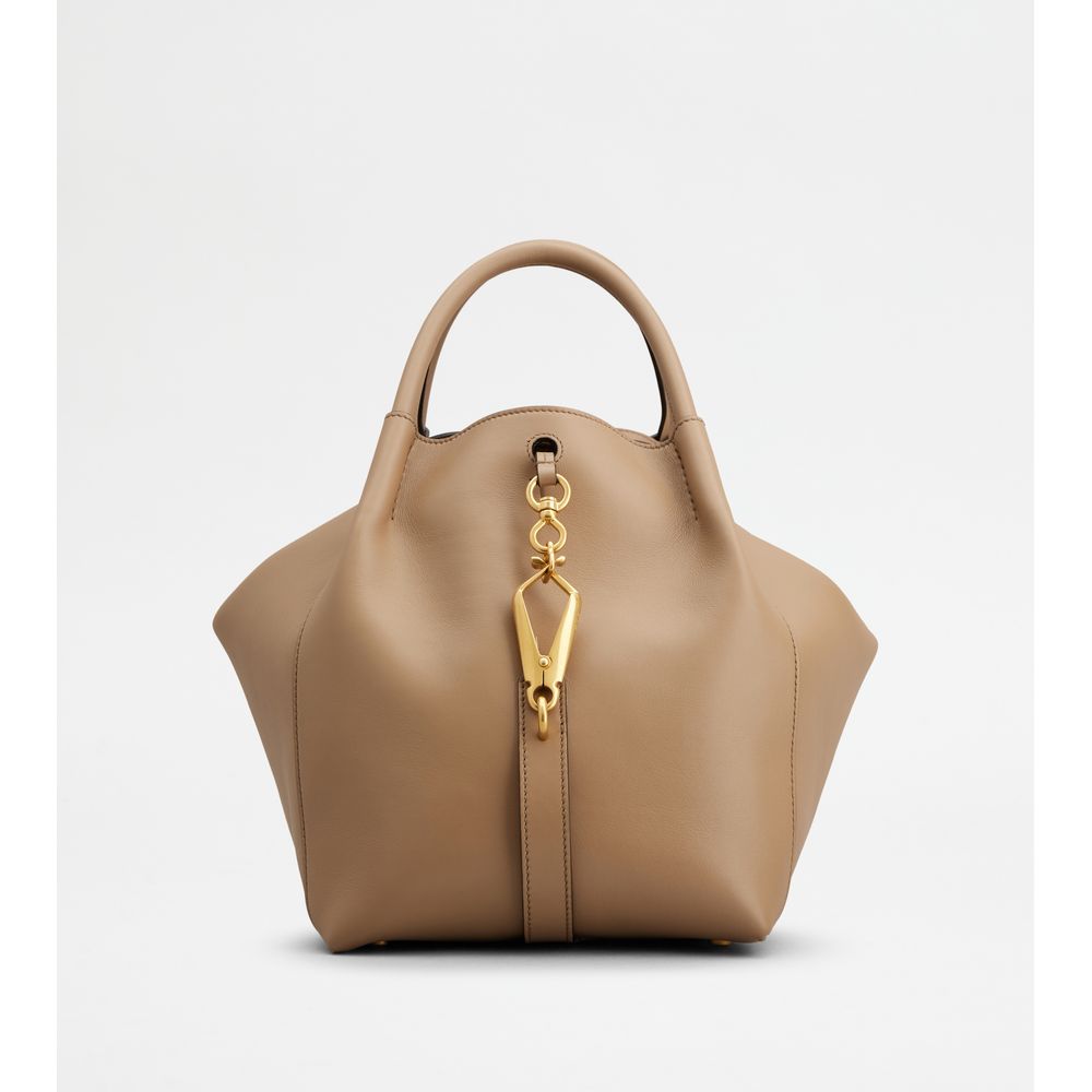 Tods Satchel In Leather Small Beige