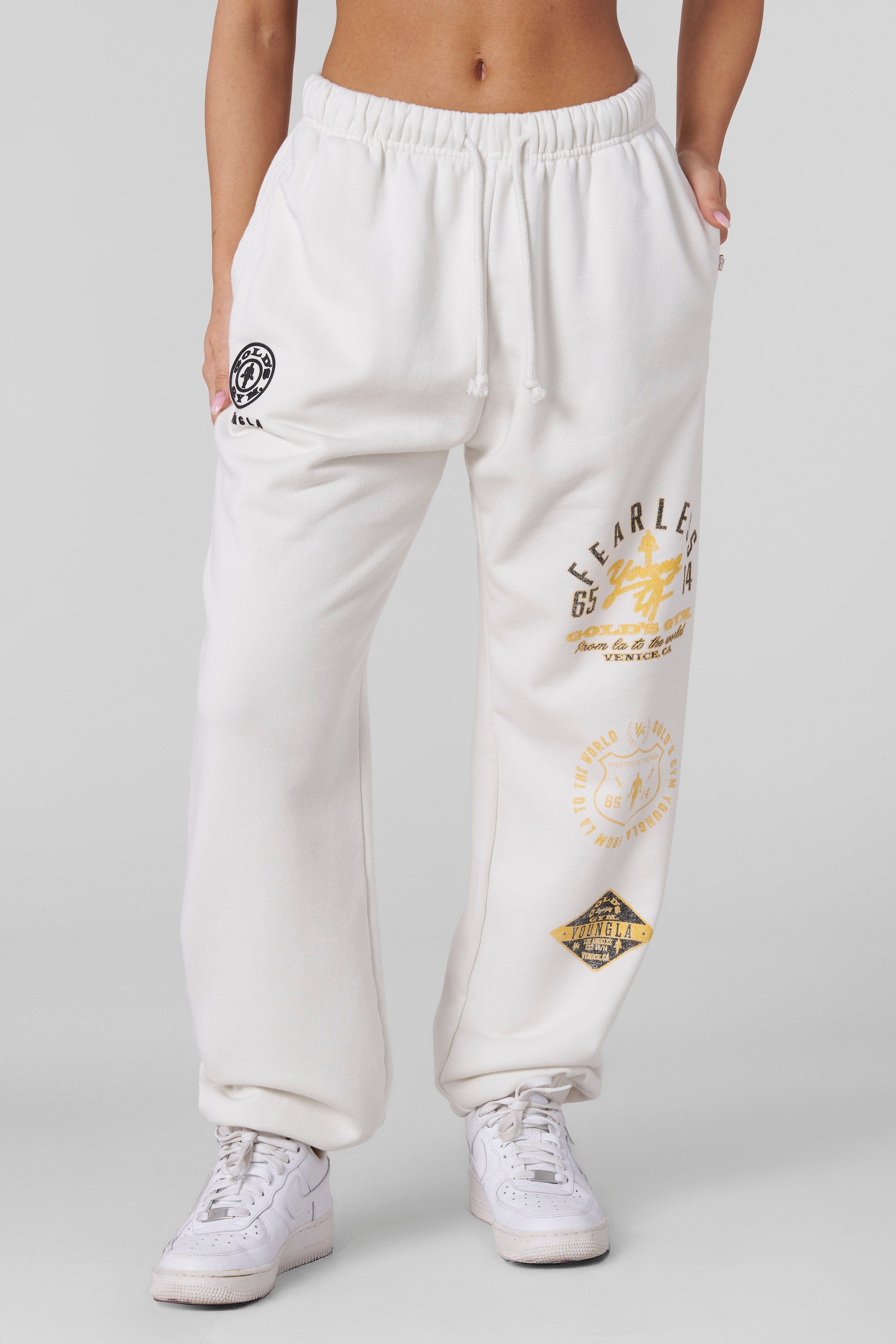 YoungLA W270 Gold's Gym Cuff Joggers White