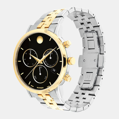 Movado Museum Classic Men Quartz Black Dial Chronograph Stainless Steel Watch 607777