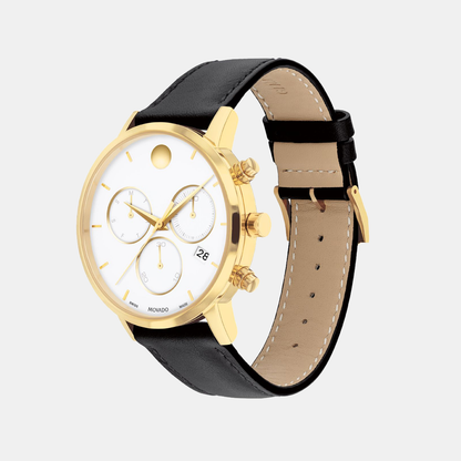 Movado Museum Classic Men Quartz White Dial Chronograph Stainless Steel Watch 607888
