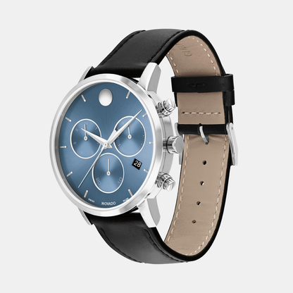 Movado Museum Classic Men Quartz Blue Dial Chronograph Stainless Steel Watch 607889