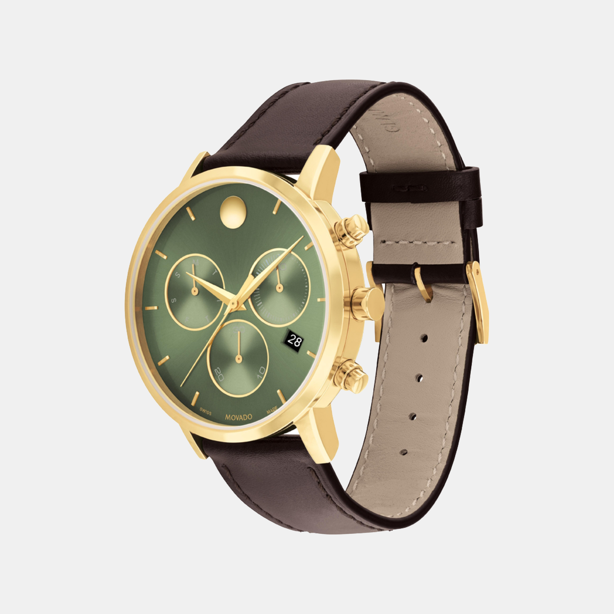 Movado Museum Classic Men Quartz Green Dial Chronograph Stainless Steel Watch 607890