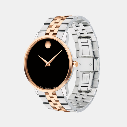 Movado Museum Classic Men Quartz Black Dial Analog Stainless Steel Watch 607964