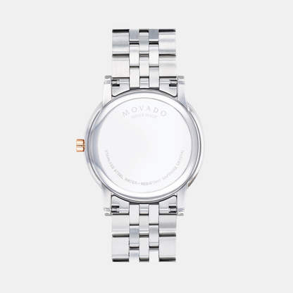 Movado Museum Classic Men Quartz Black Dial Analog Stainless Steel Watch 607964