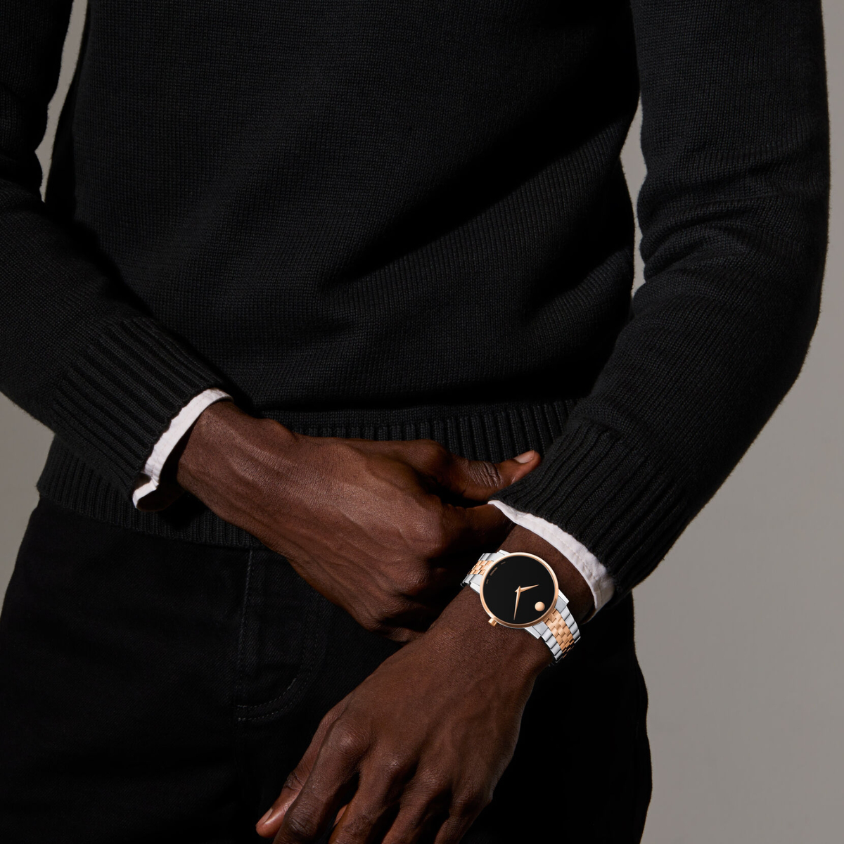 Movado Museum Classic Men Quartz Black Dial Analog Stainless Steel Watch 607964