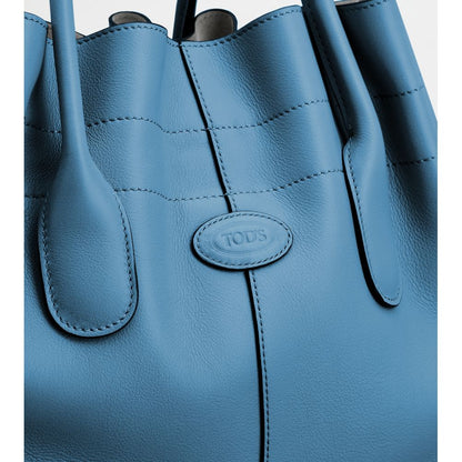 Tods Di Bag In Leather Small With Drawstring Light Blue