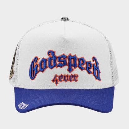 Godspeed GS Forever Trucker Hat (White / Blue / Orange)