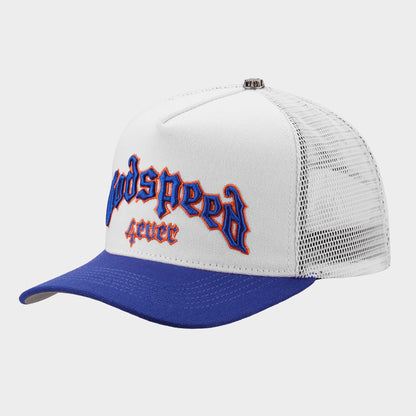 Godspeed GS Forever Trucker Hat (White / Blue / Orange)