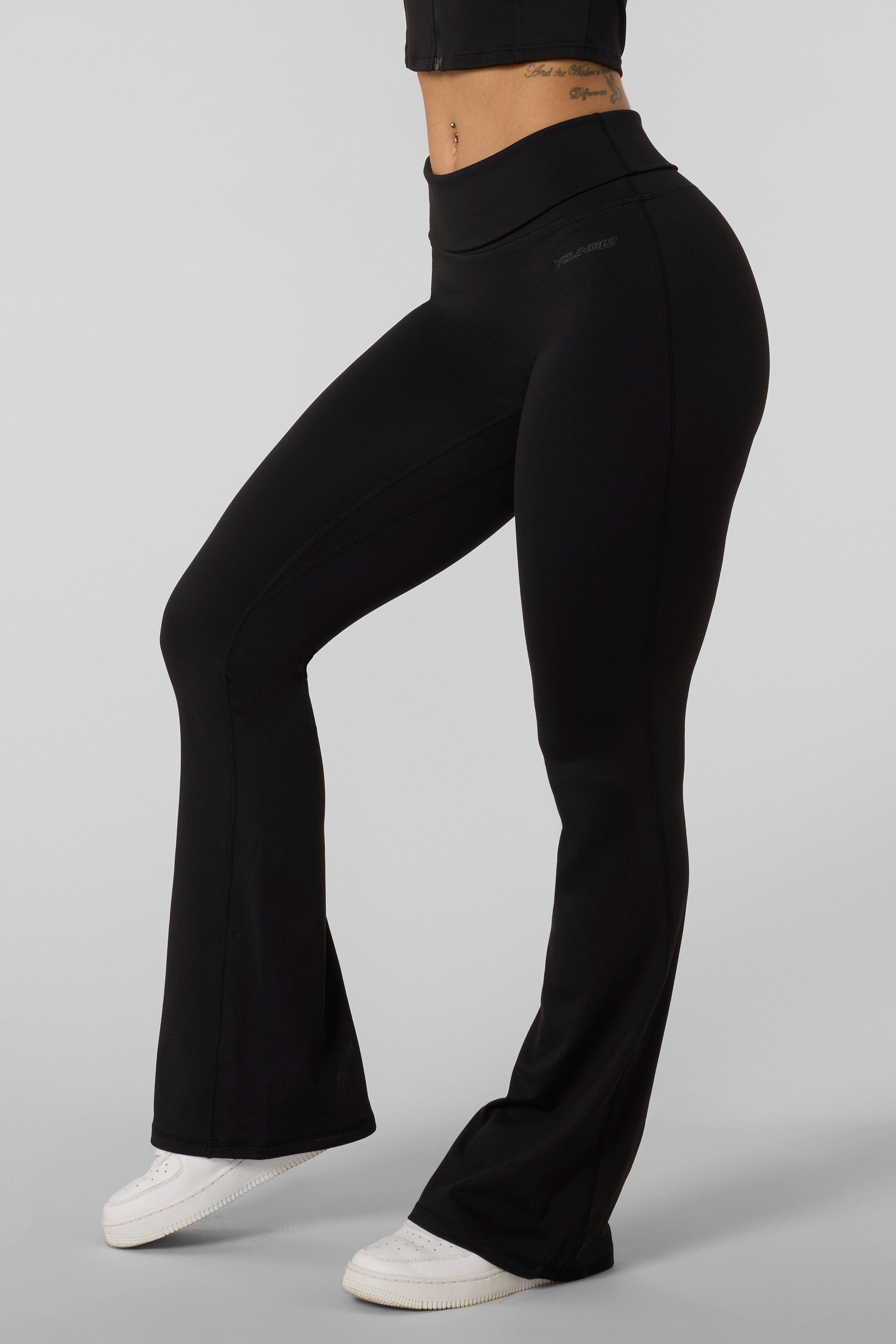 YoungLA W282 Flashback Foldover Flares Black