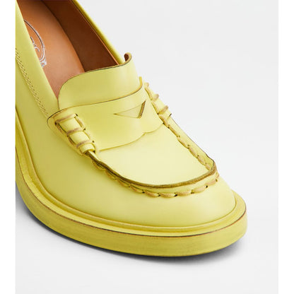 Tods Heeled Loafers In Leather Green Womens