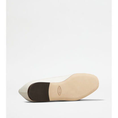 Tods Kate Ballerinas In Leather Off White Womens
