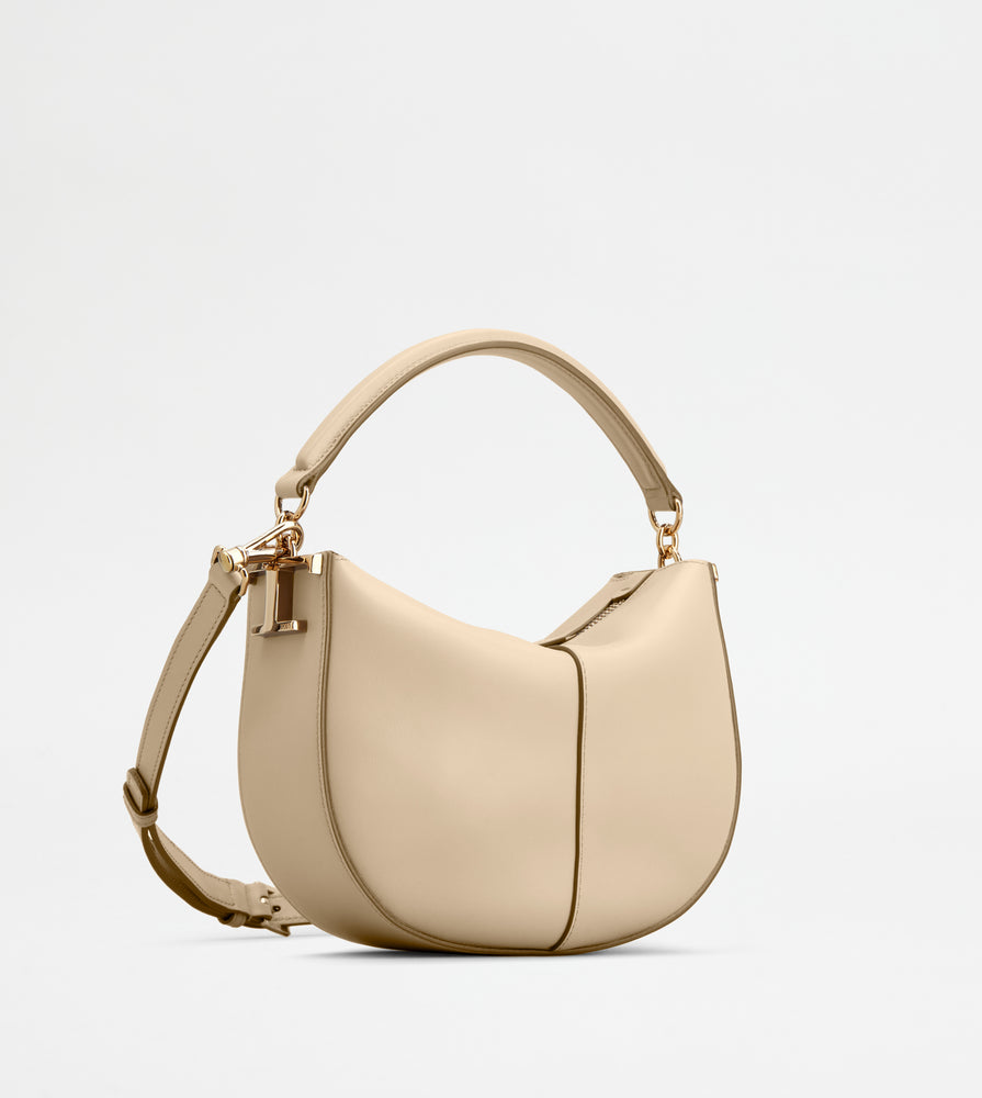 Tods T Case Hobo Bag In Leather Mini Beige