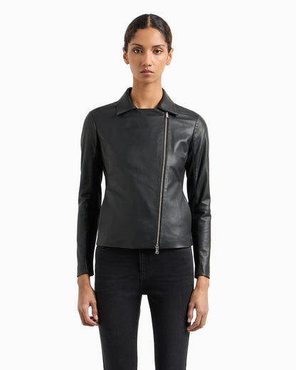 Emporio Armani Jersey insert jacket in nappa biker style Essential