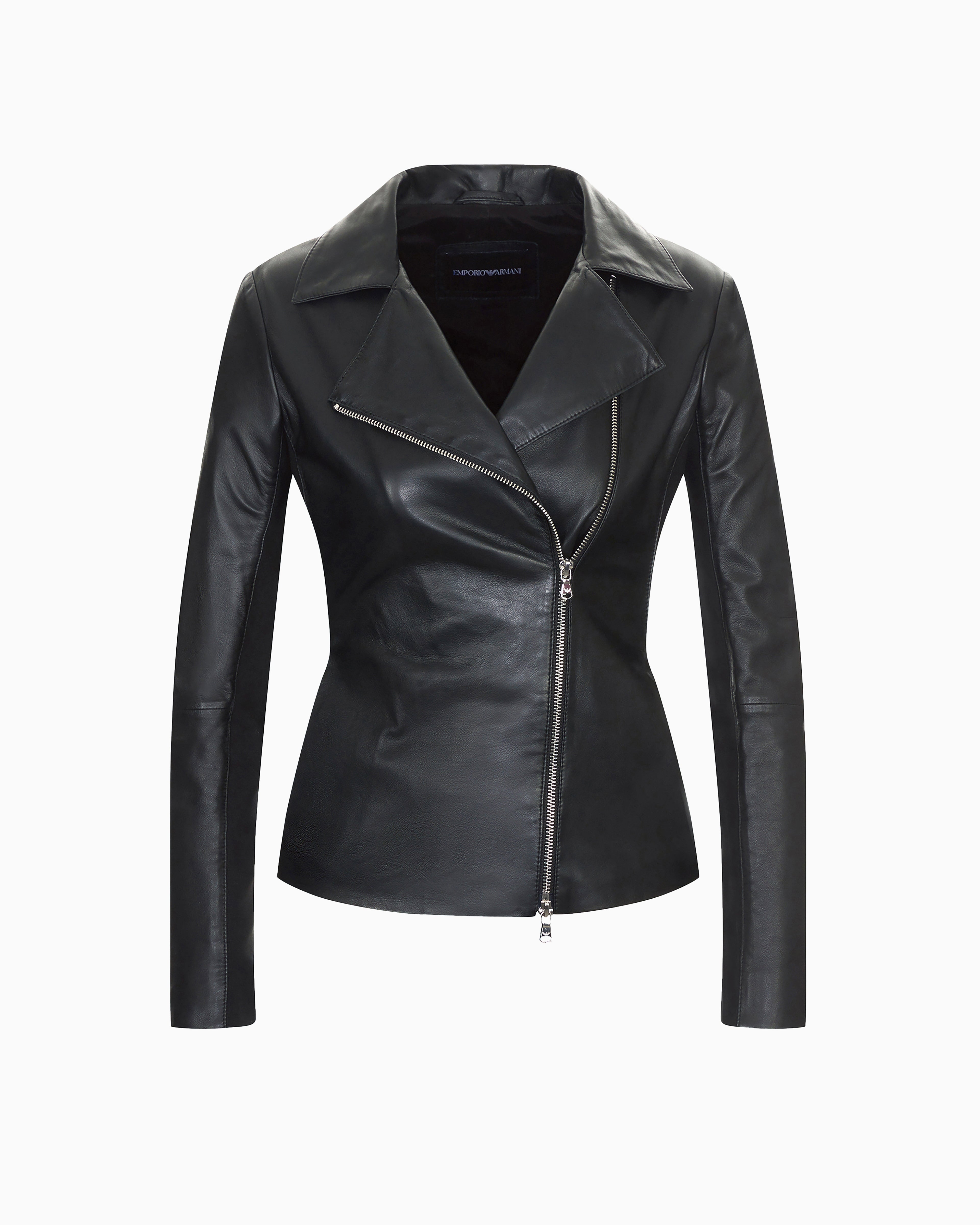 Emporio Armani Jersey insert jacket in nappa biker style Essential