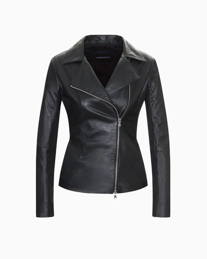Emporio Armani Jersey insert jacket in nappa biker style Essential