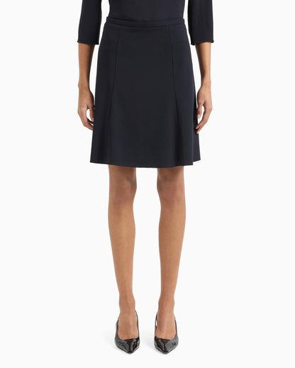 Emporio Armani Wool pleated skirt in stretch grain de poudre Essential