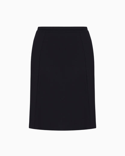 Emporio Armani Wool pleated skirt in stretch grain de poudre Essential