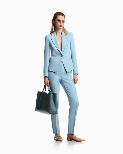 Emporio Armani Cady crêpe trousers with belt loops and rib
